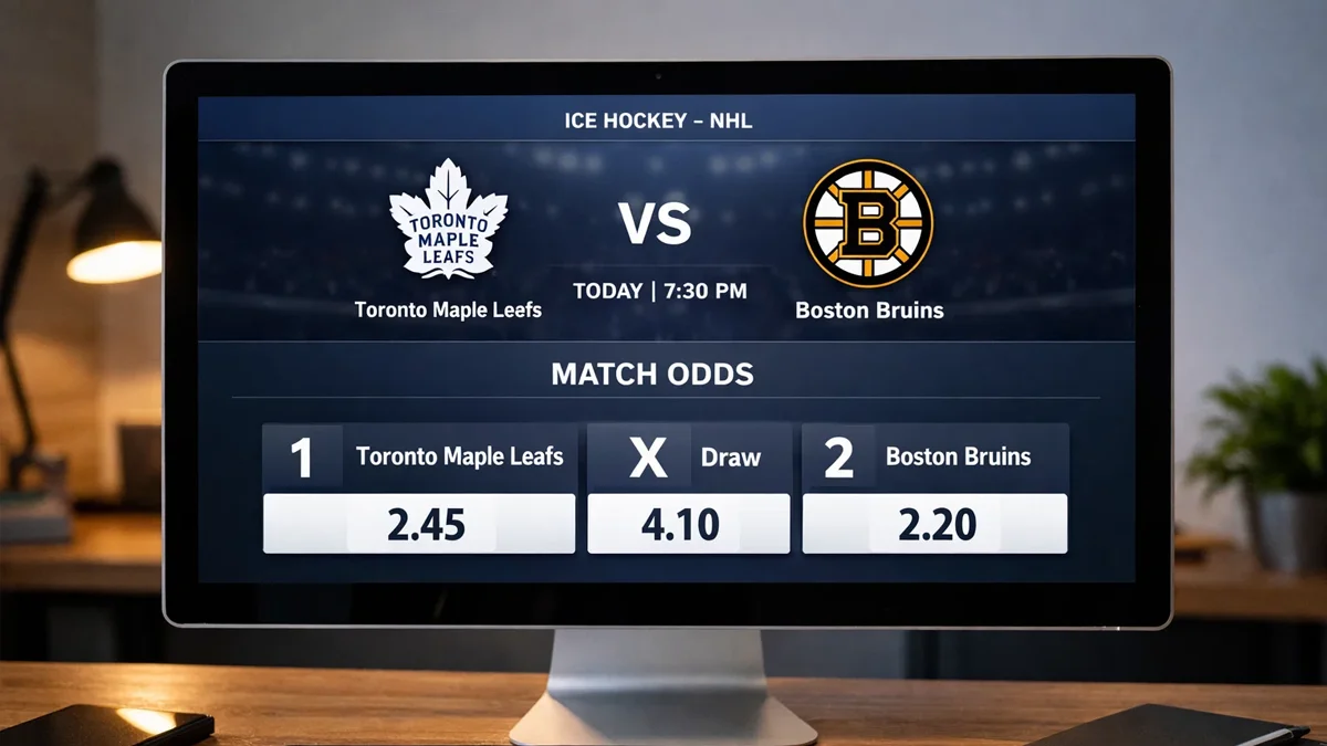 Sportwetten-Interface mit drei Wettoptionen für ein Eishockeyspiel