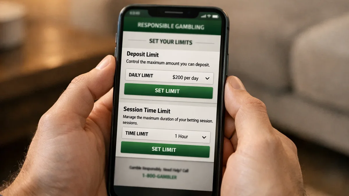 Person setzt ein Wettlimit in einer Sportwetten-App auf dem Smartphone